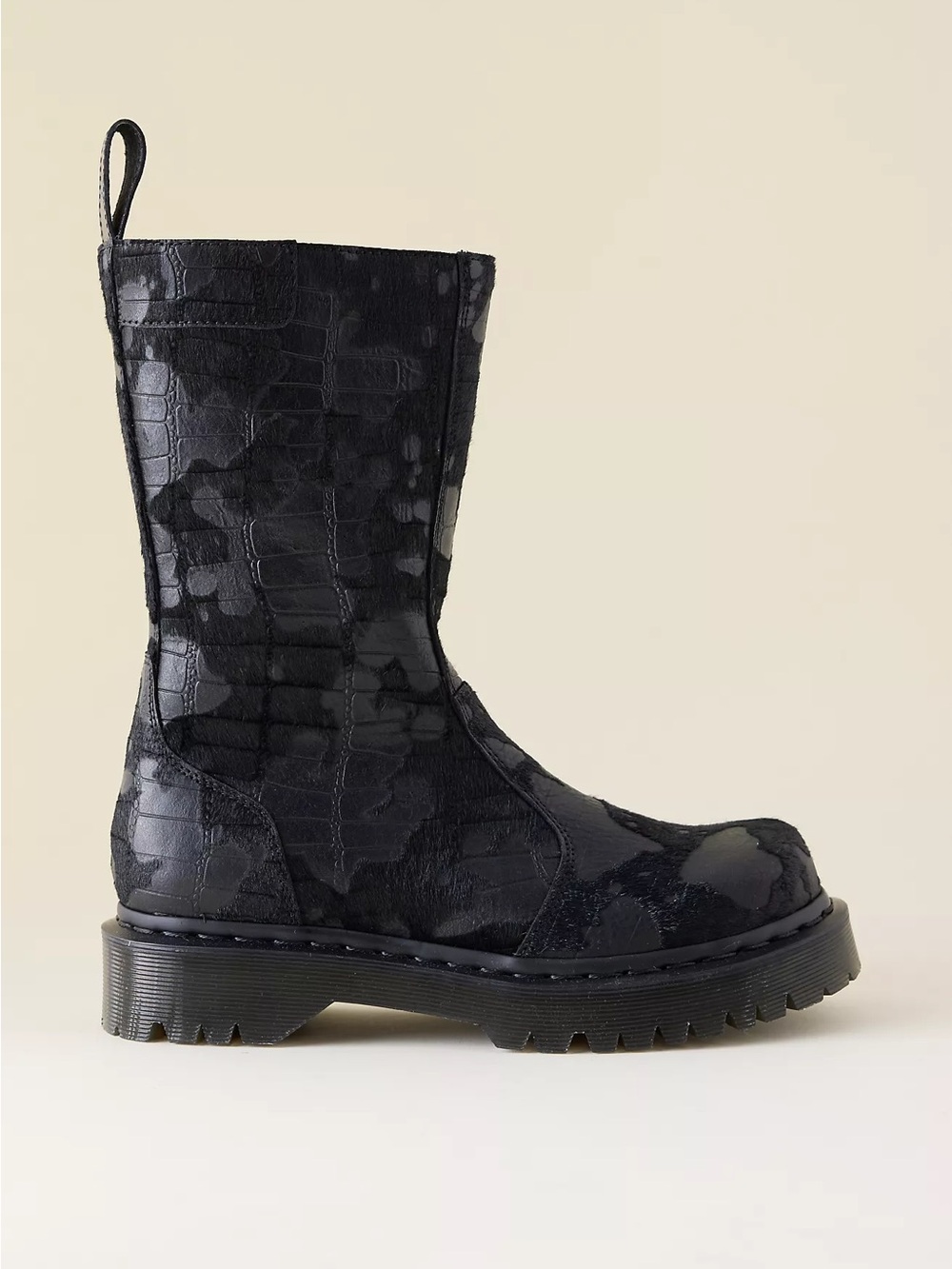DR. MARTENS Rejena Hair on Croc Emboss Leather Boots